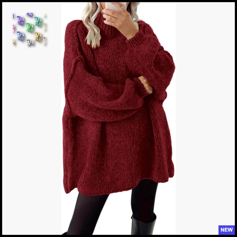 Oversized Cable Knit Mock Neck Pullover Sweater Winter Chic Loose Fit